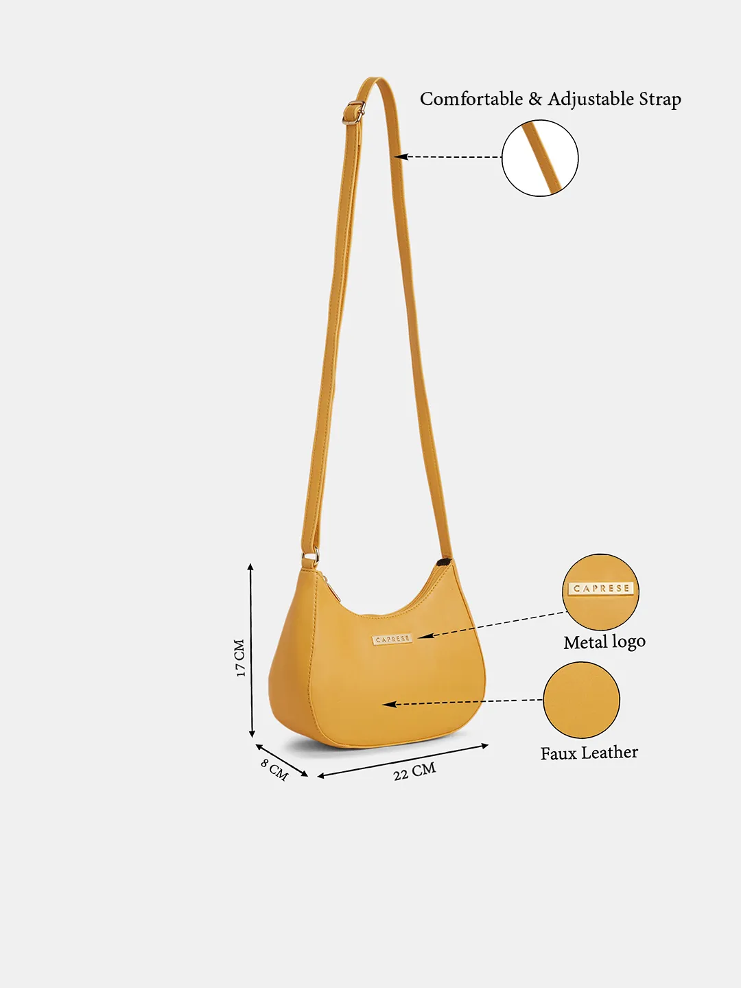 Caprese Omni Small Ochre Sling Bag - Image 3