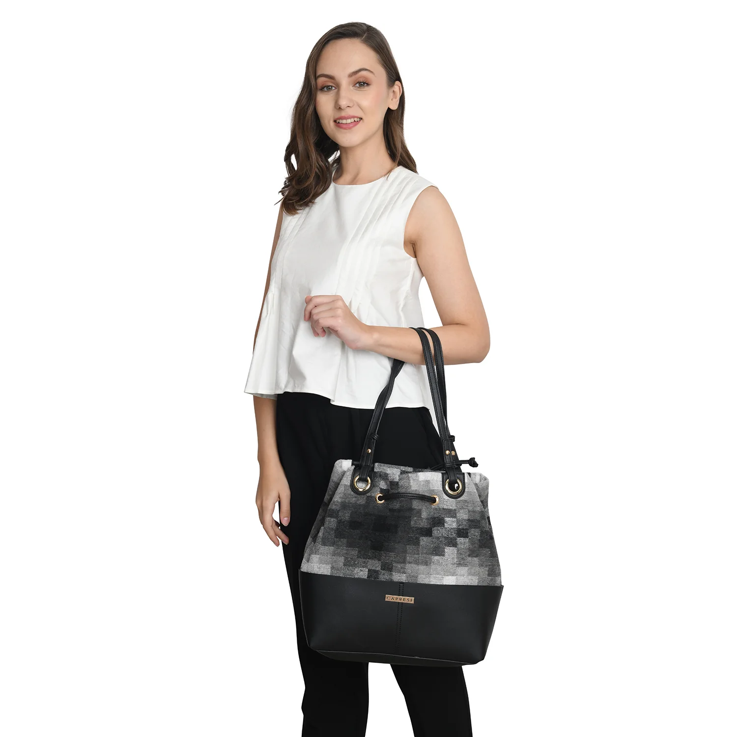 Caprese Oona Medium Black Drawstring Bag - Image 4