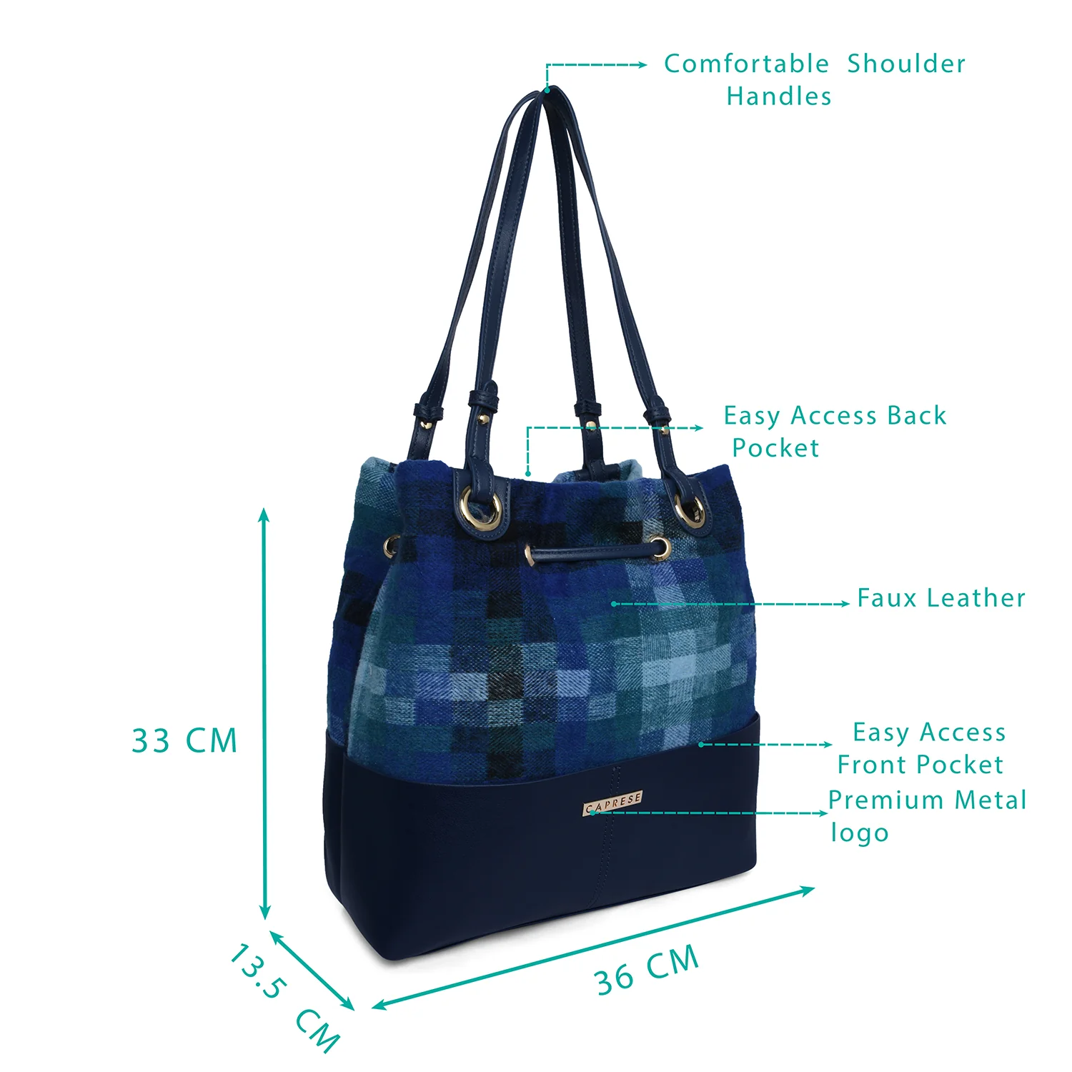 Caprese Oona Medium Blue Drawstring - Image 3