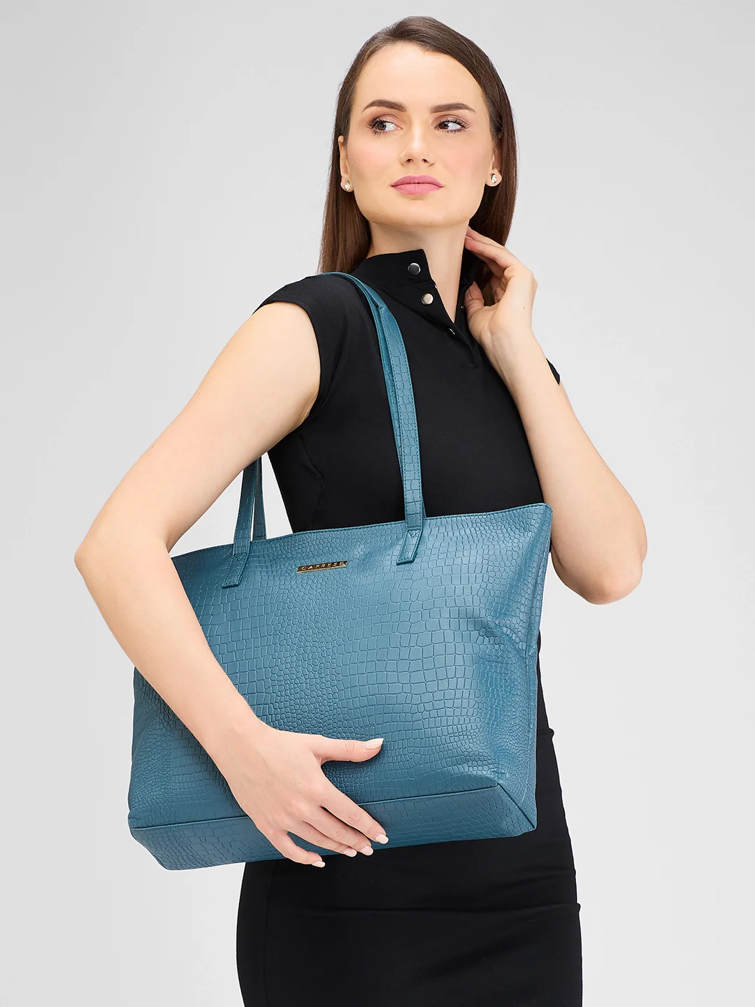 Caprese Oprah Large Teal Tote Bag - Image 3