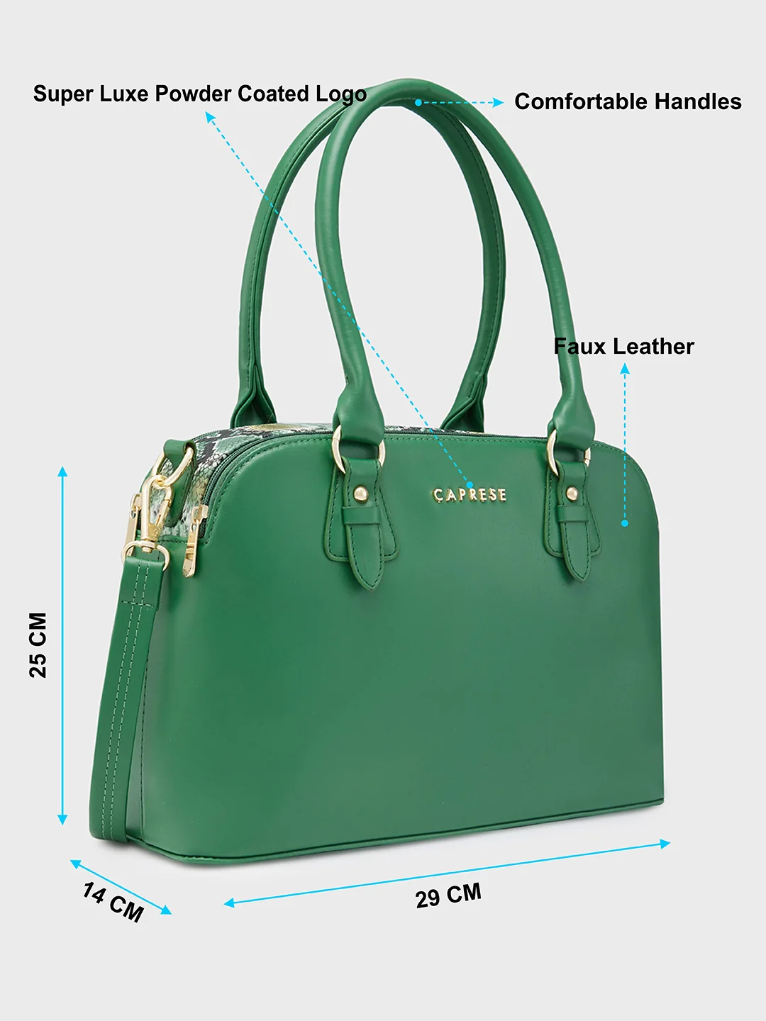 Caprese Oriana Medium Dark Green Satchel Bag - Image 6