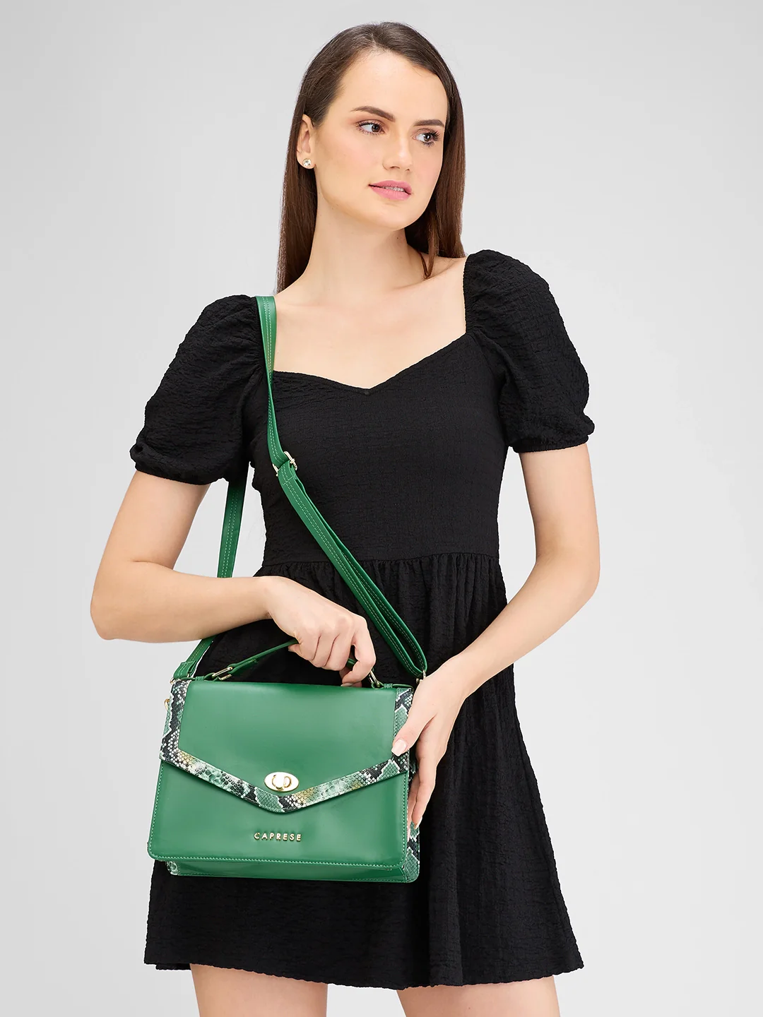 Caprese Oriana Medium Dark Green Sling Bag - Image 11