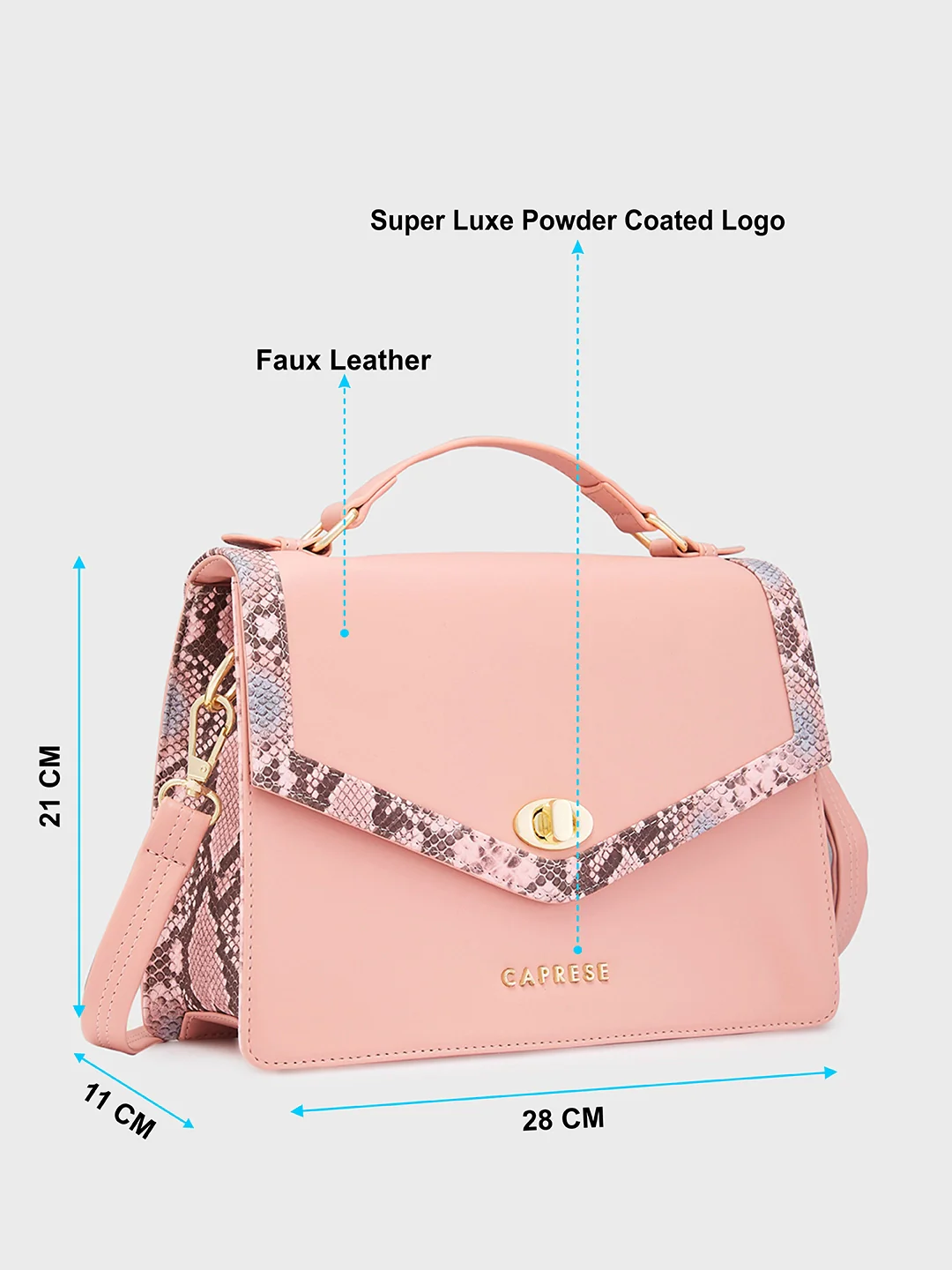 Caprese Oriana Medium Light Pink Sling Bag - Image 6