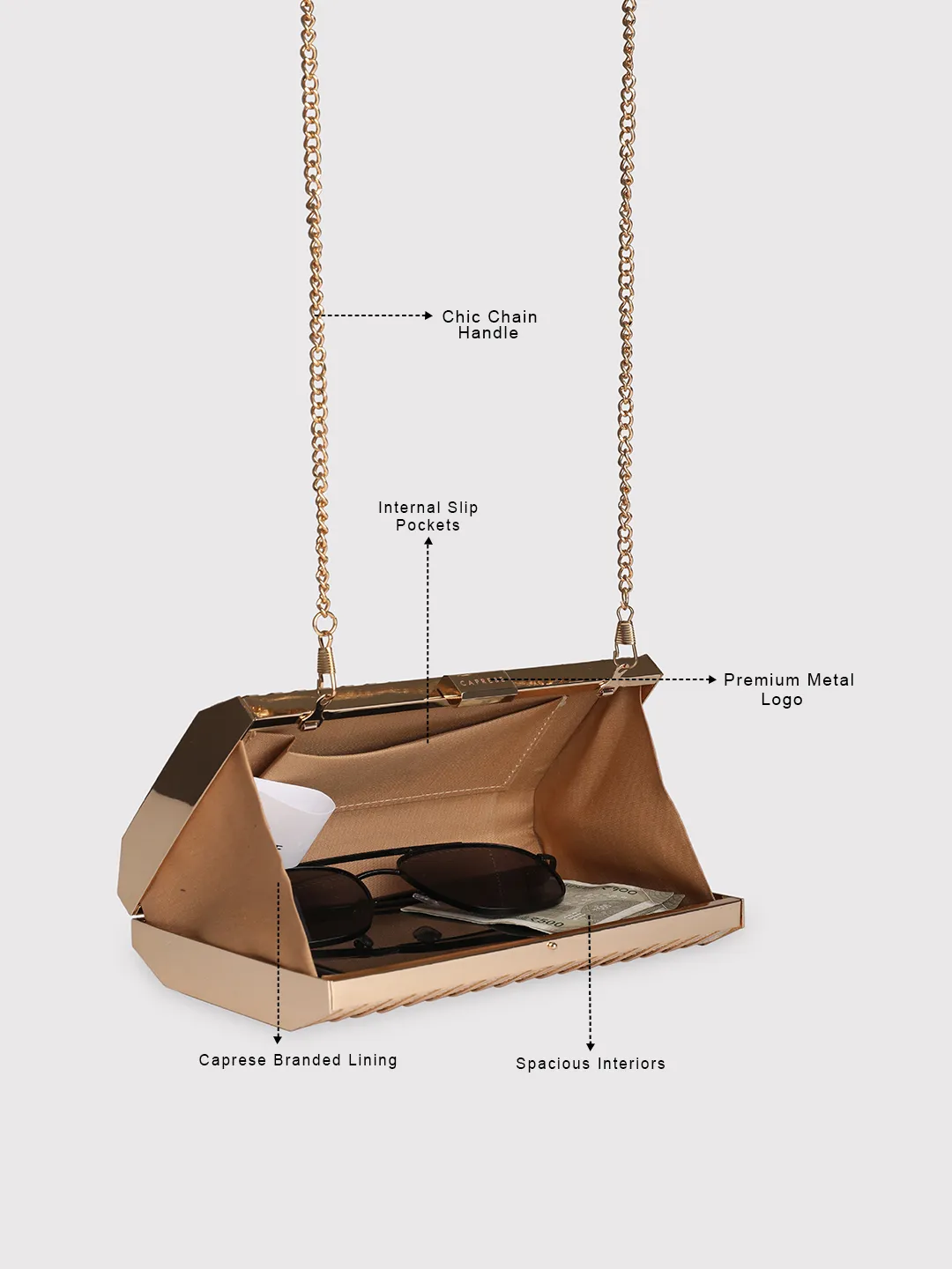 Caprese Party Carly Small Beige Clutch - Image 6