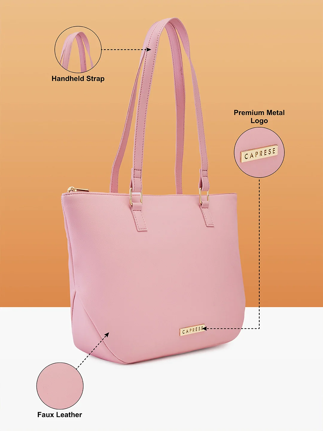 Caprese Pavel Medium Dull Pink Tote Bag - Image 8