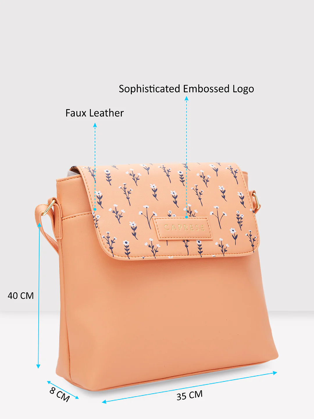 Caprese Pensa Small Coral Sling Bag - Image 10