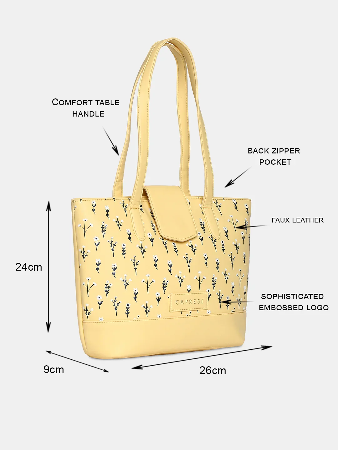 Caprese Pensa Small Mellow Yellow Tote Bag - Image 11