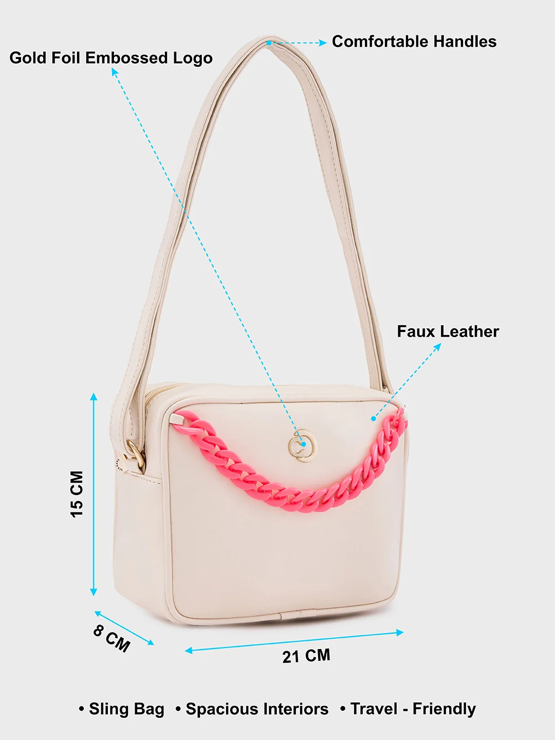 Caprese Perline Medium Beige Sling Bag - Image 6