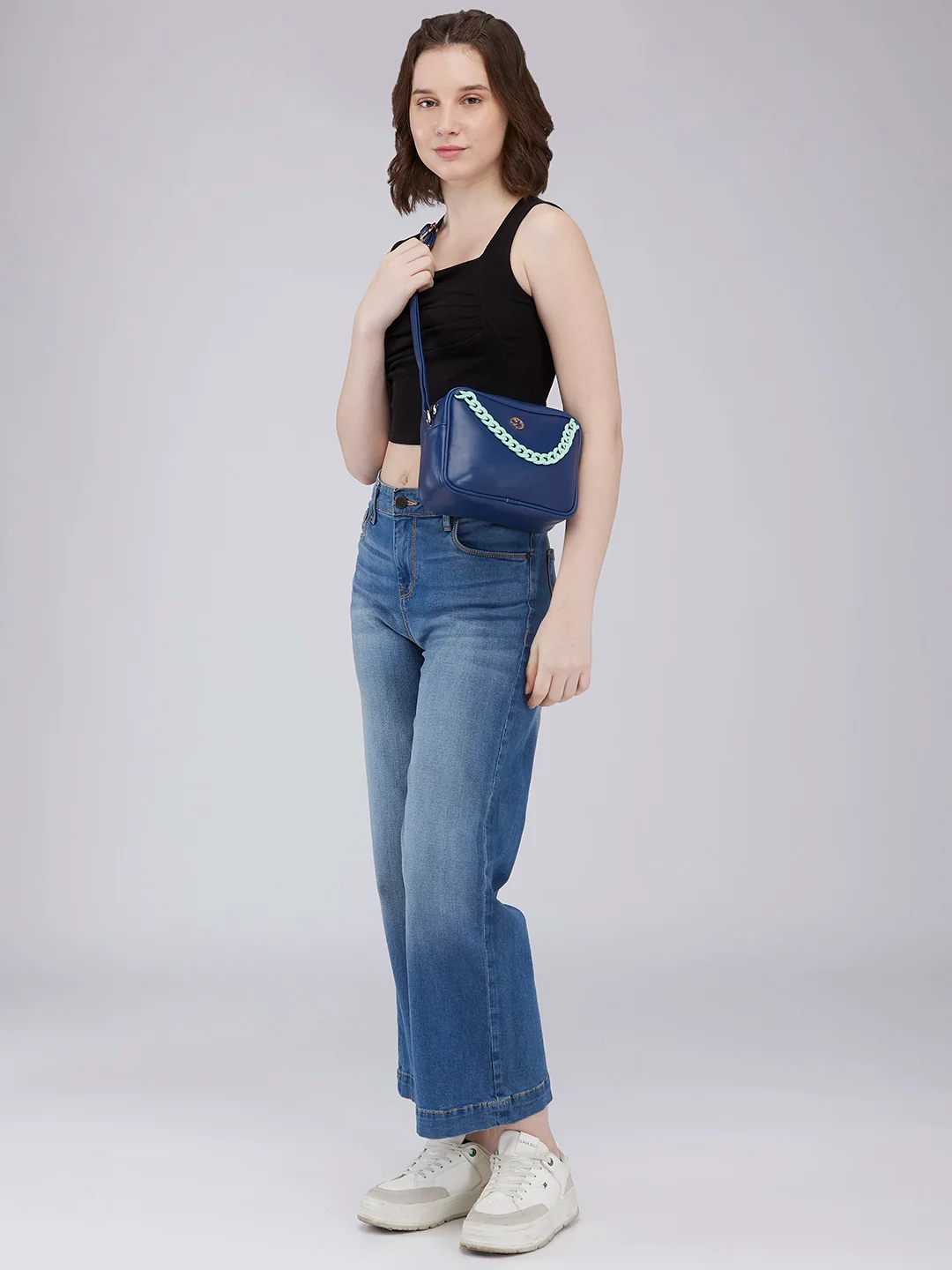 Caprese Perline Medium Navy Sling Bag - Image 2