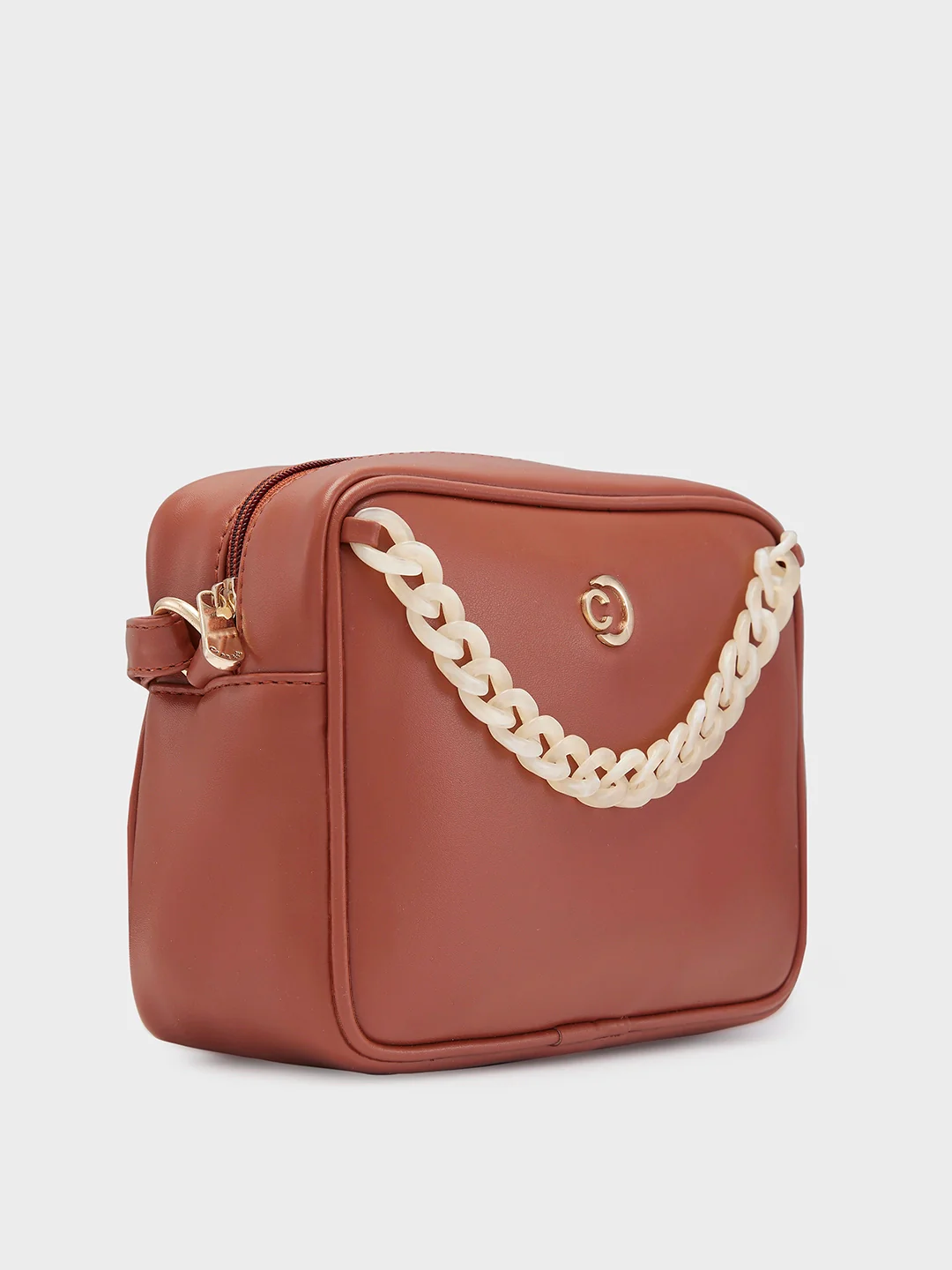 Caprese Perline Medium Tan Sling Bag - Image 4