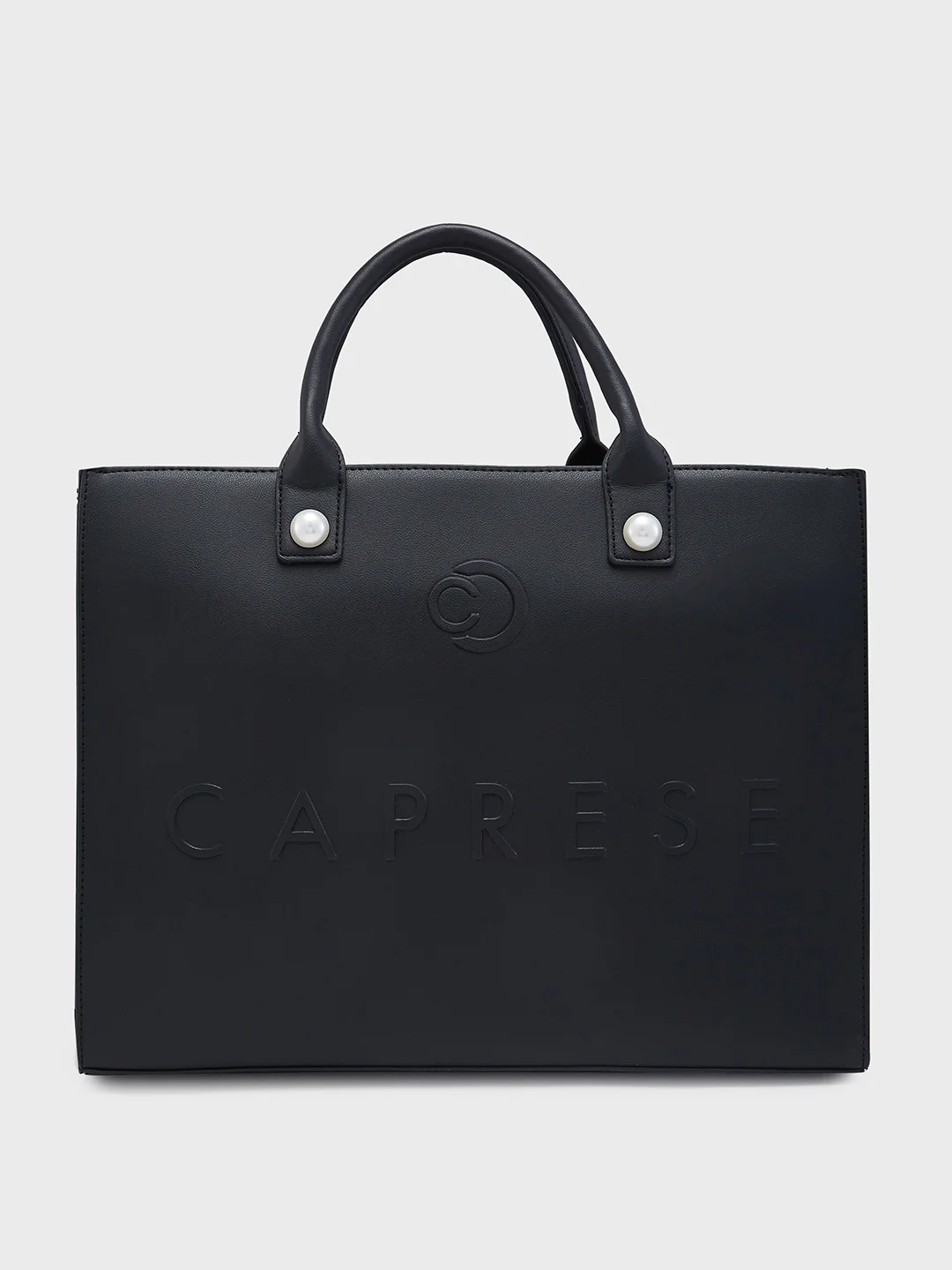 Caprese Pink Cloud Large Black Tote Bag