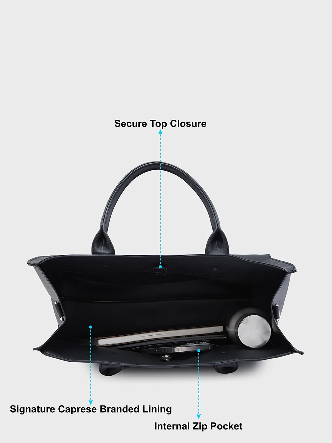 Caprese Pink Cloud Large Black Tote Bag - Image 8