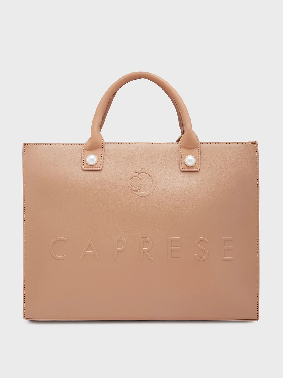 Caprese Pink Cloud Large Brown Tote Bag