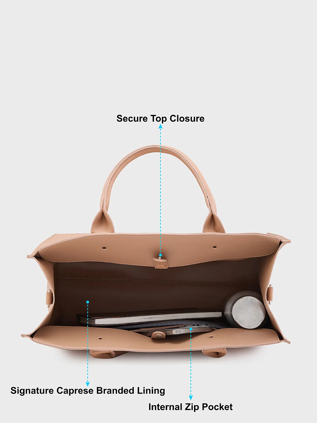 Caprese Pink Cloud Large Brown Tote Bag - Image 8