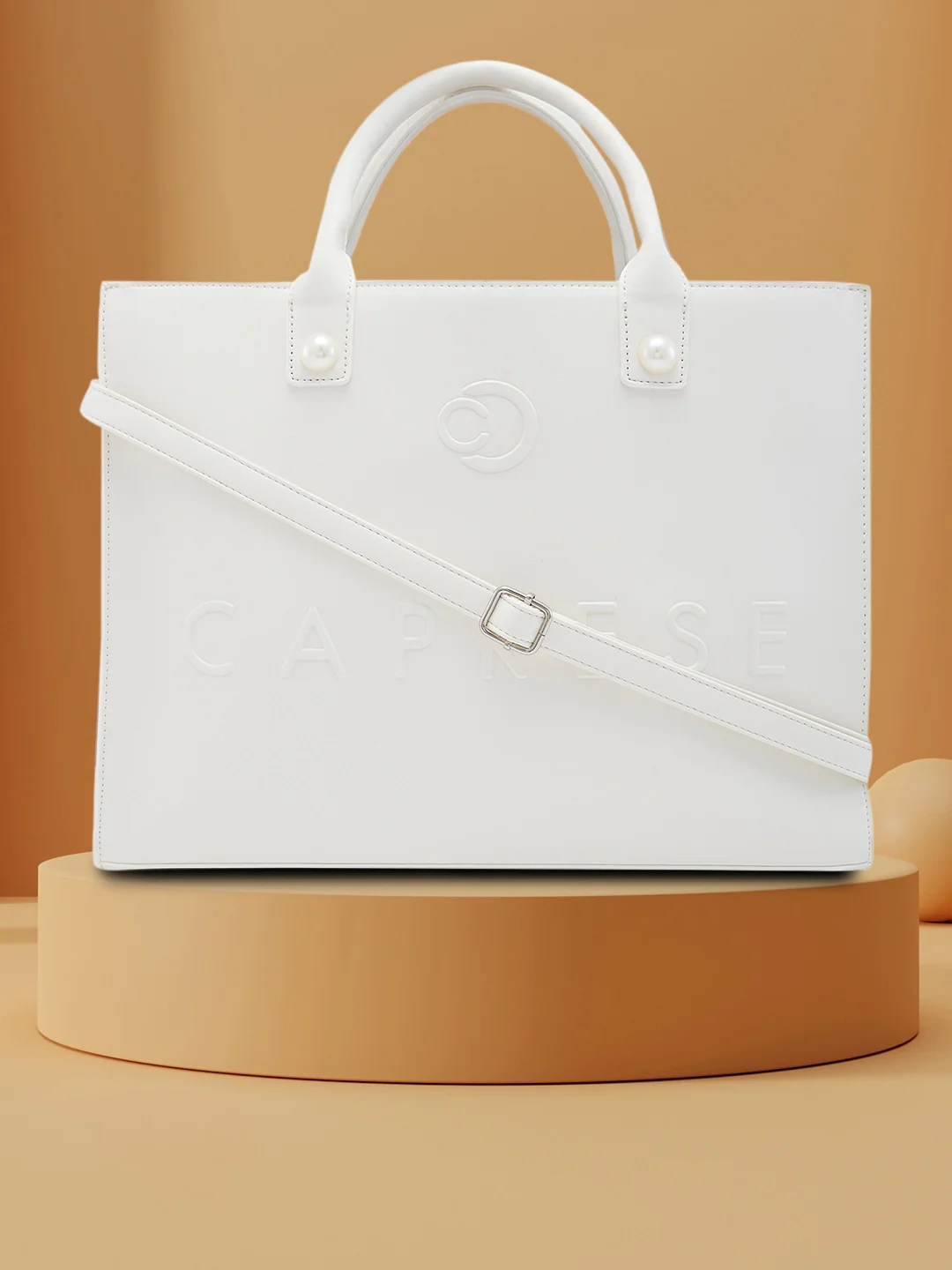 Caprese Pink Cloud Large White Tote Bag - Image 2