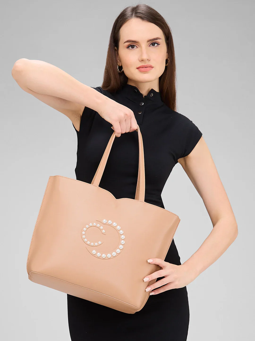 Caprese Pink Cloud Medium Brown Tote Bag - Image 13