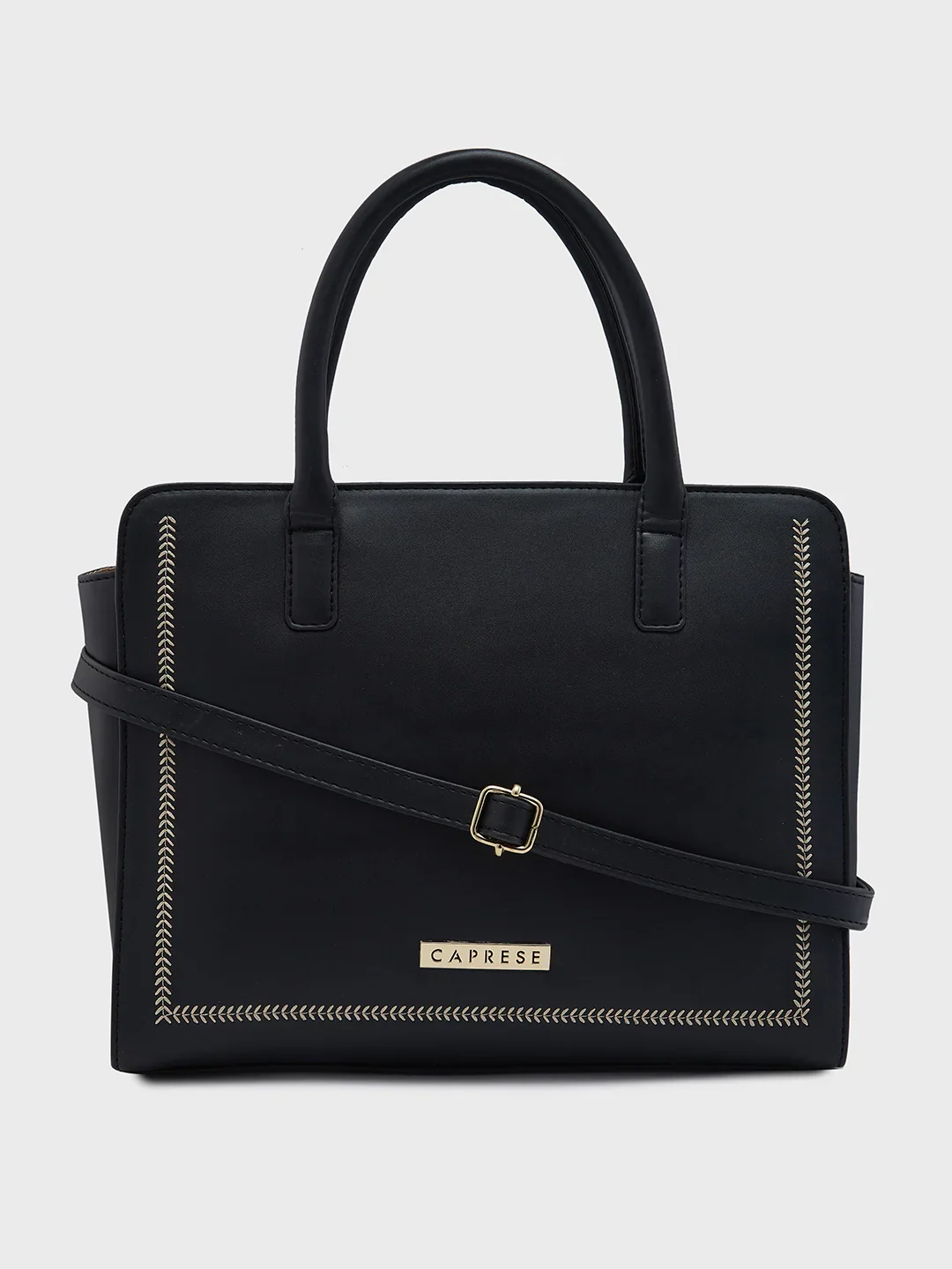 Caprese Poppy Medium Black Satchel Bag