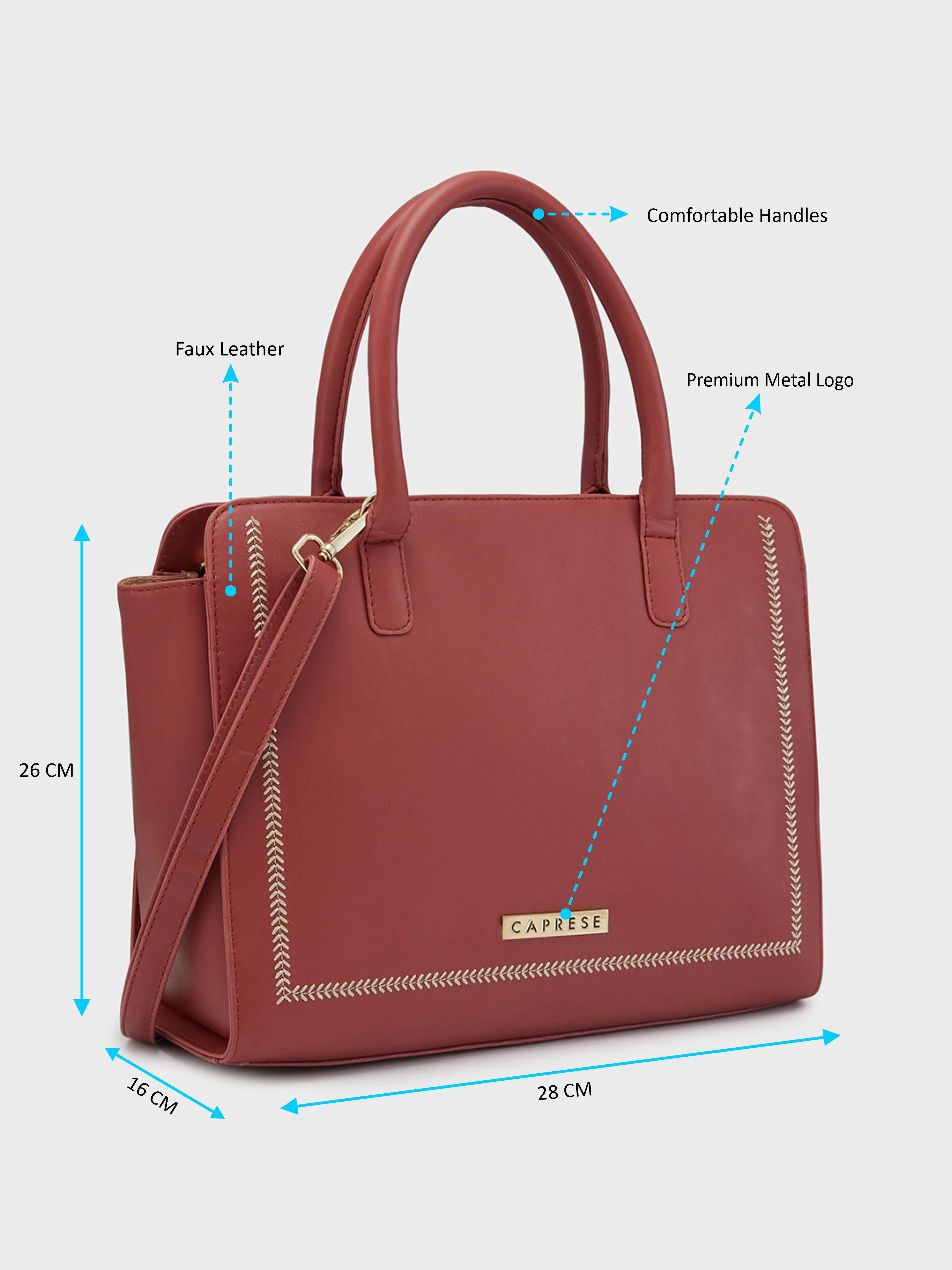 Caprese Poppy Medium Dark Red Satchel Bag - Image 8