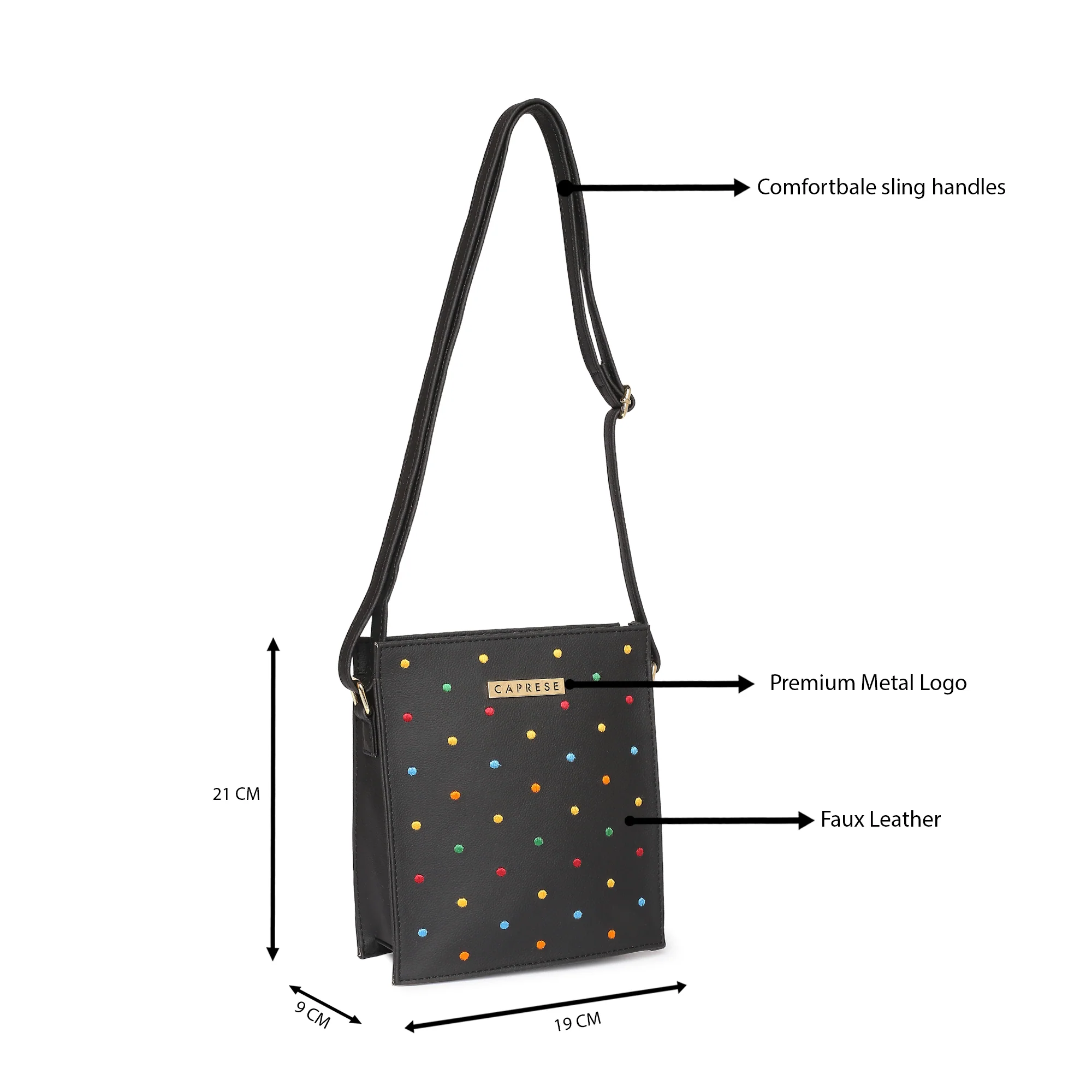 Caprese Popsicle Medium Black Crossbody Bag - Image 9