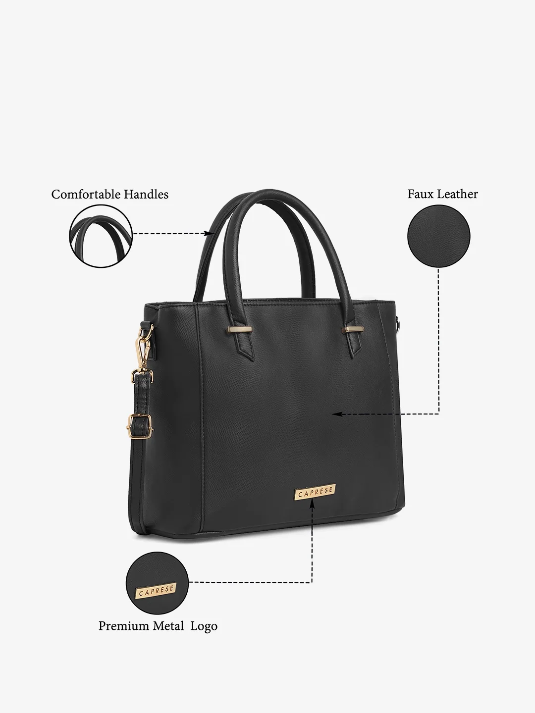 Caprese Porsche Medium Charcoal Tote Bag - Image 8