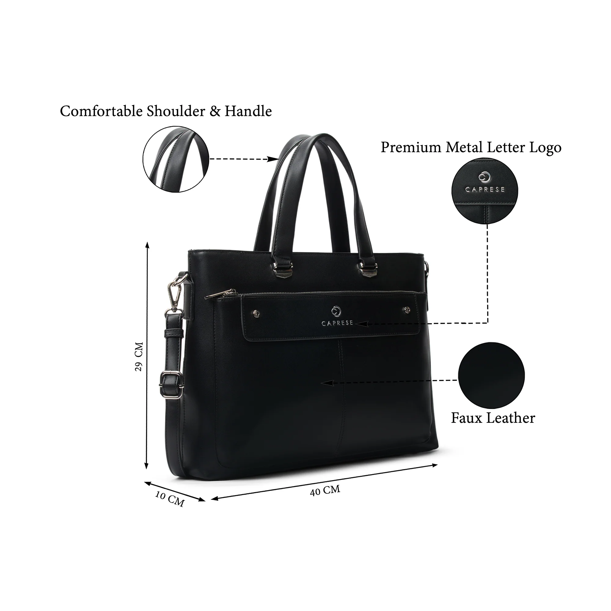 Caprese  Quinn Large Black Laptop Bag - Image 8