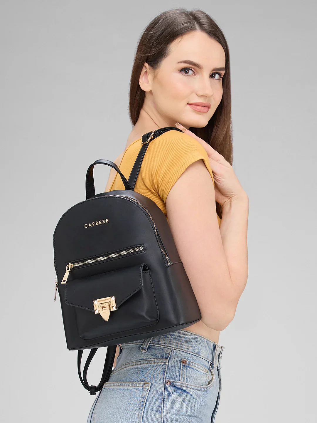 Caprese Rabina Medium Black Backpack - Image 12