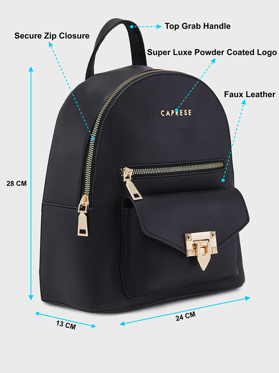 Caprese Rabina Medium Black Backpack - Image 6