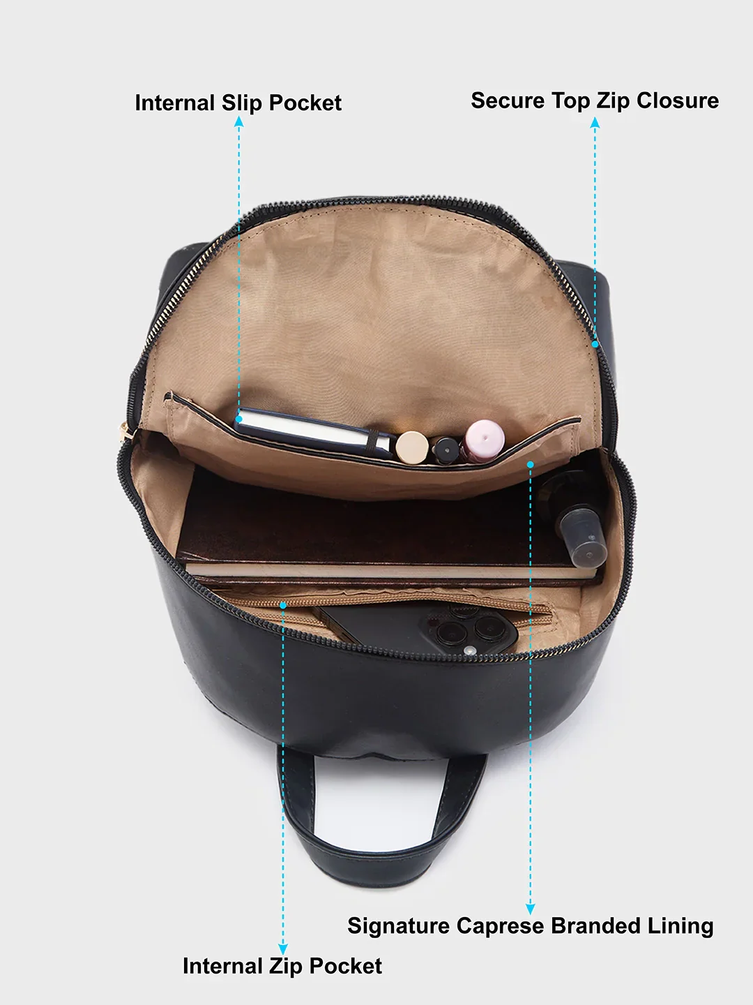 Caprese Rabina Medium Black Backpack - Image 7