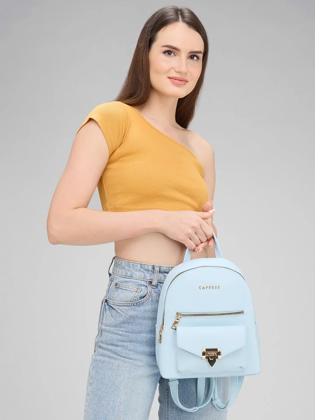 Caprese Rabina Medium Blue Backpack - Image 12