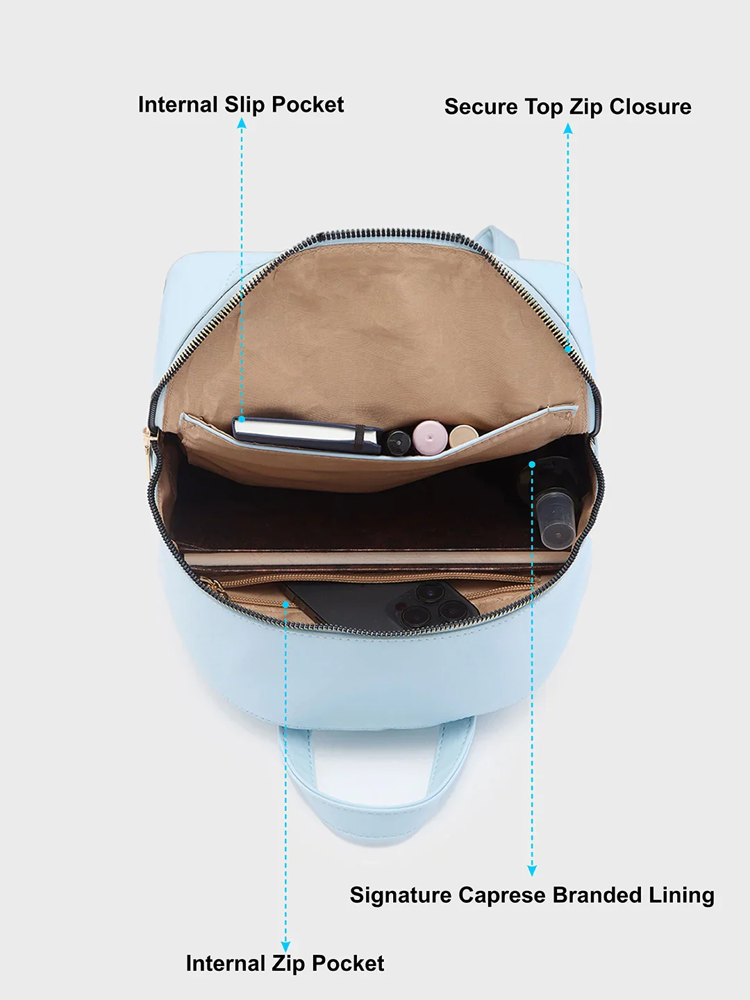 Caprese Rabina Medium Blue Backpack - Image 7