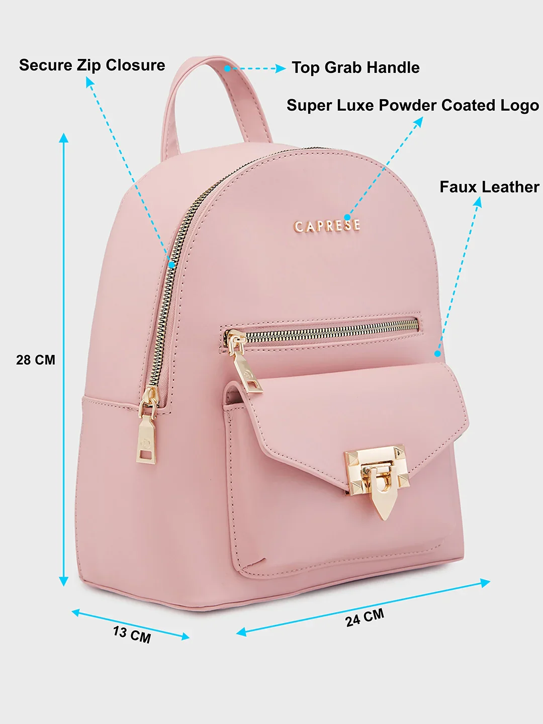 Caprese Rabina Medium Pink Backpack - Image 8