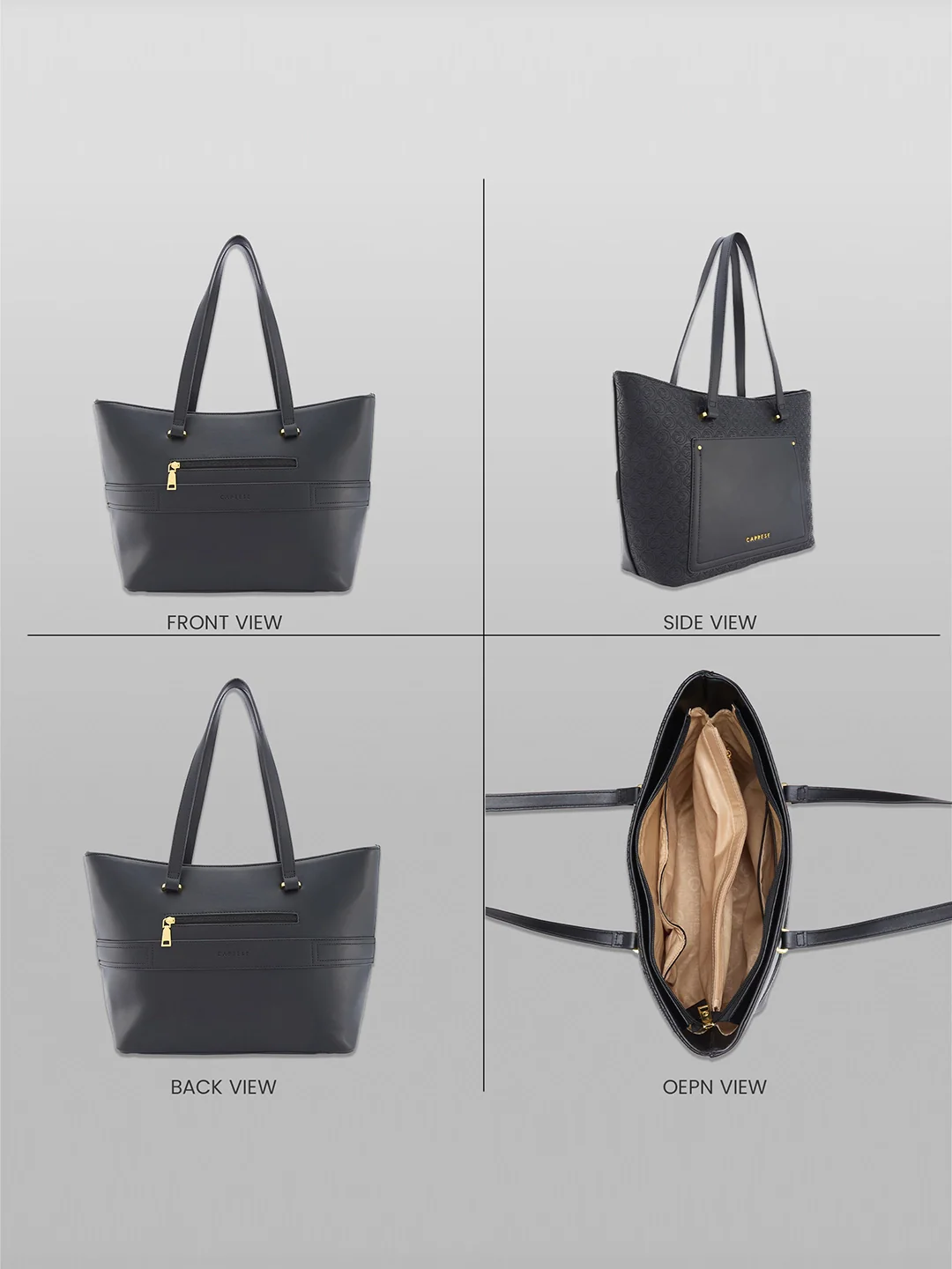 Caprese Rain Large Black Tote Bag - Image 3