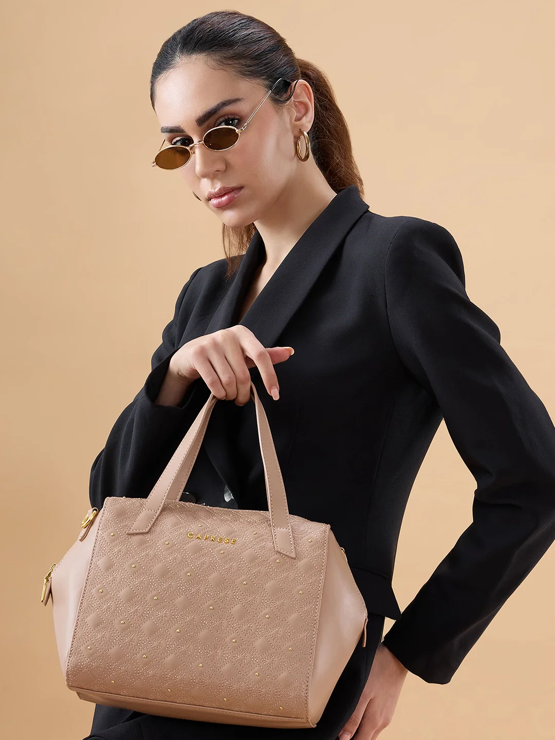Caprese Rain Medium Mocha Mousse Satchel Bag - Image 8
