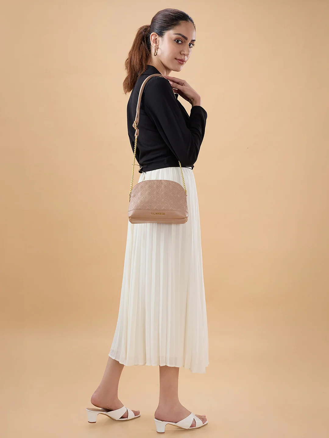 Caprese Rain Medium Mocha Mousse Sling Bag - Image 6