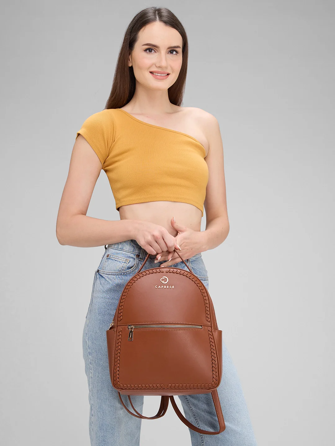 Caprese Ramani Small Brown Backpack - Image 11