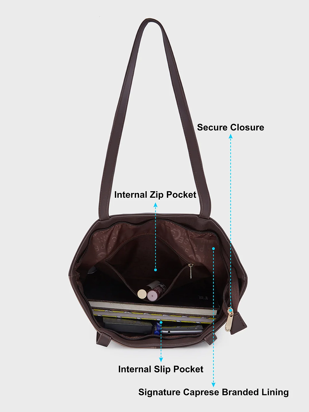 Caprese Rayn Large Large Brown Tote Bag - Image 7