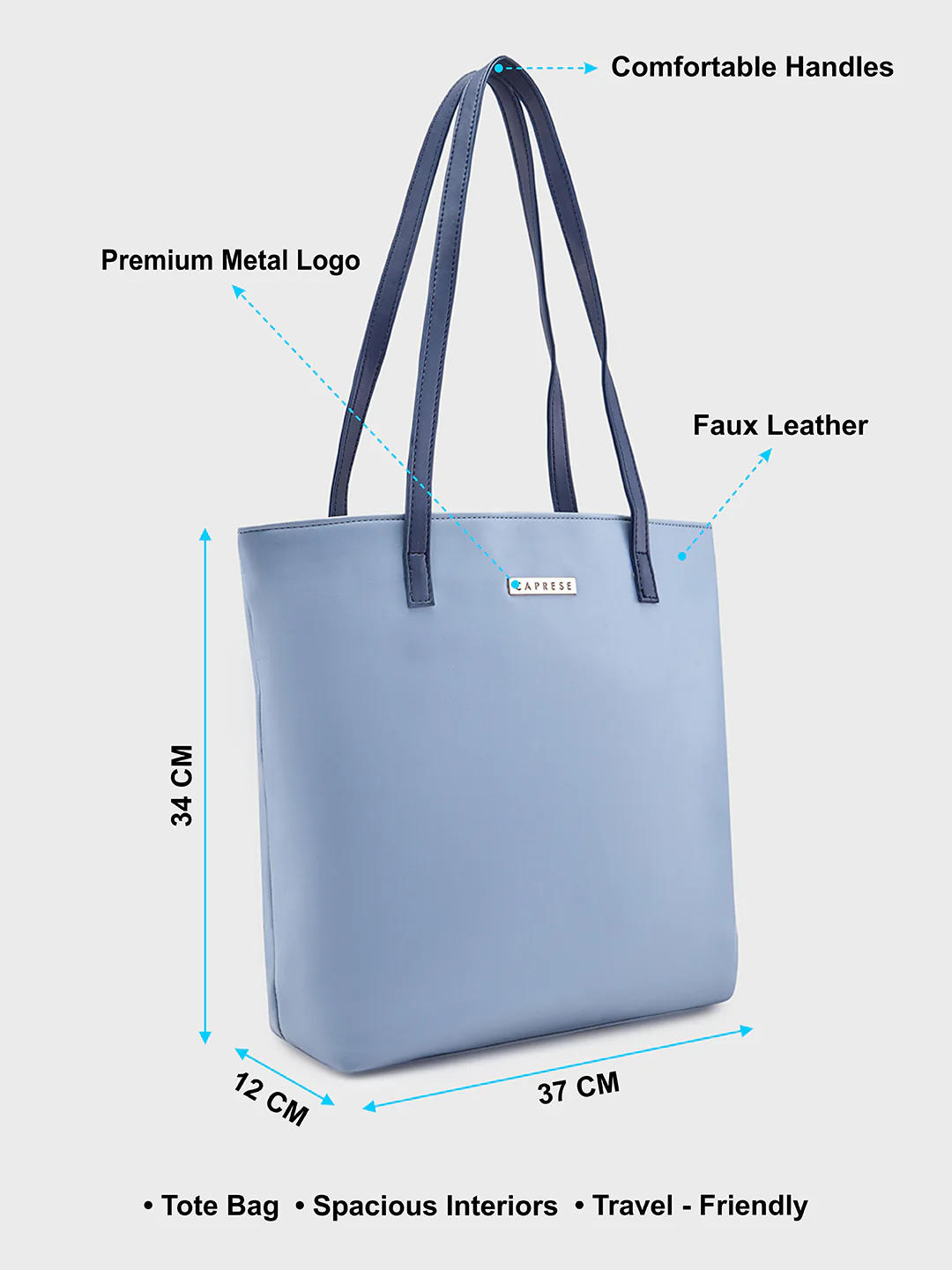 Caprese Rayn Medium Blue & Navy Tote Bag - Image 7