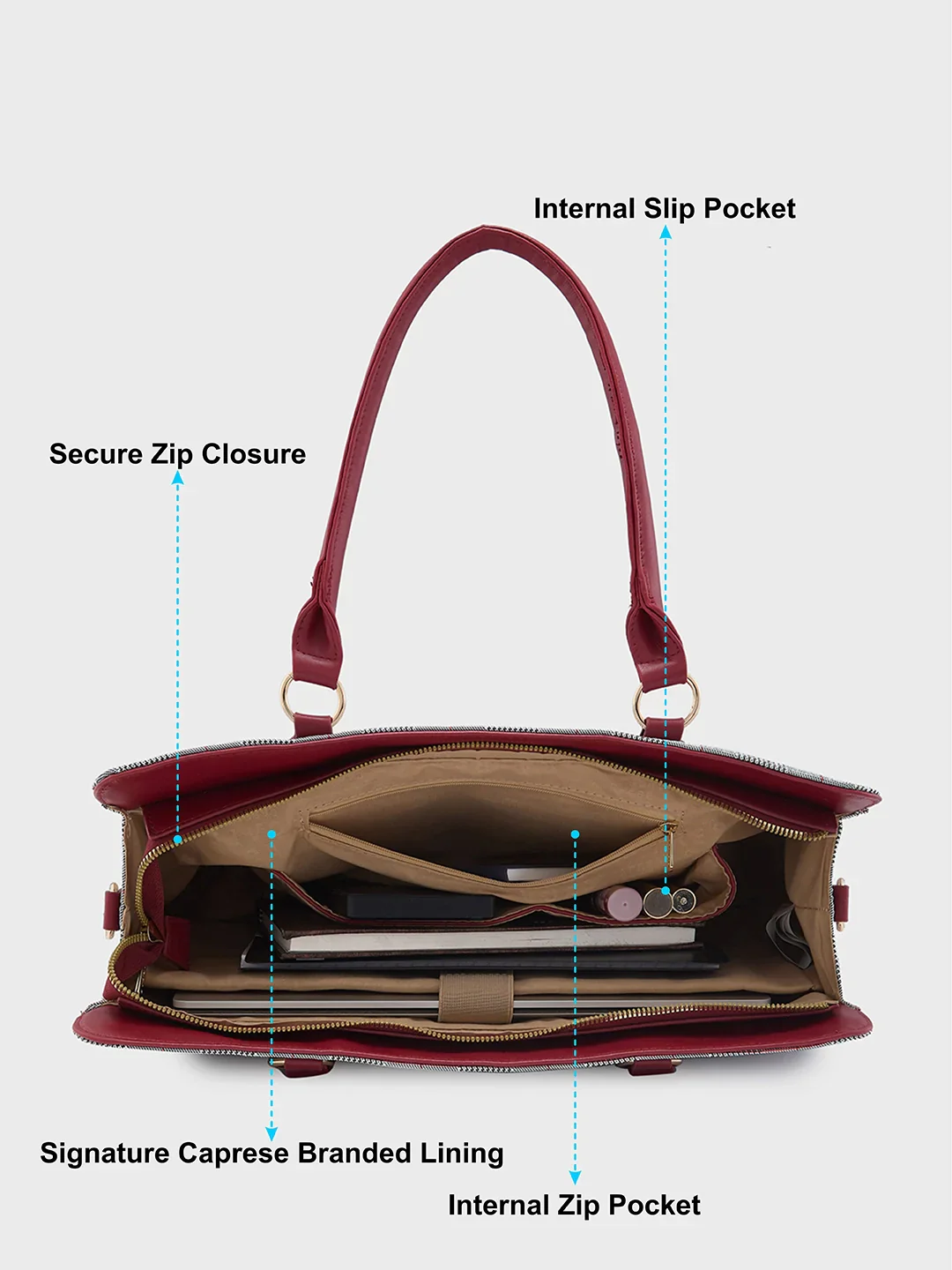 Caprese Remi Large Red Laptop Bag - Image 6