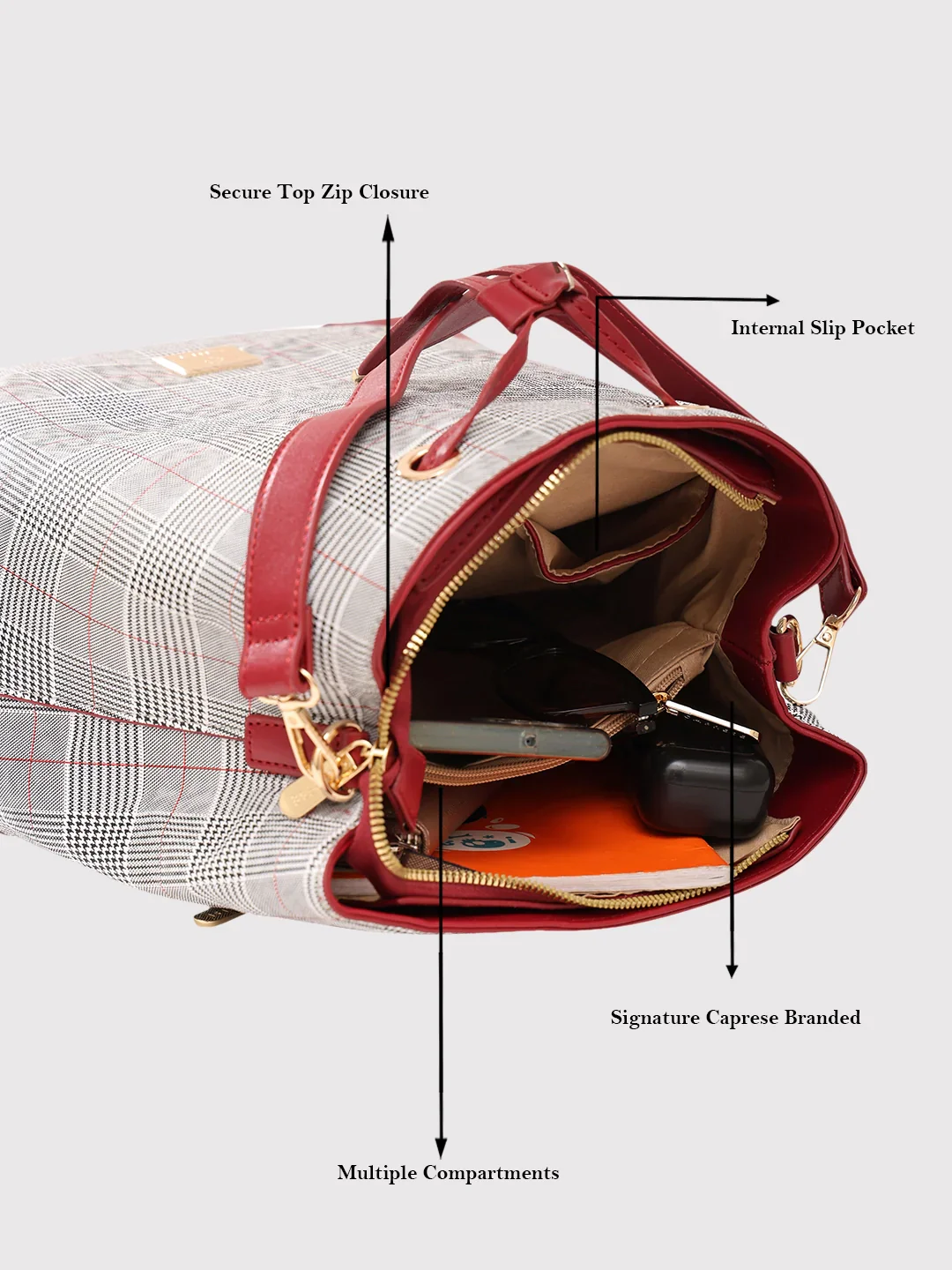 Caprese Remi Large Red Satchel Bag - Image 8