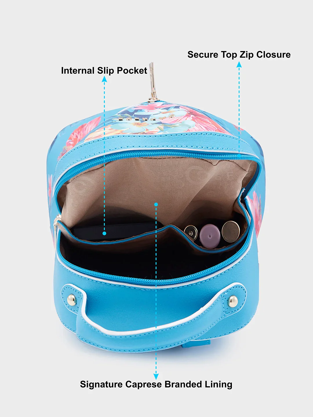 Caprese Renee Medium Blue Backpack - Image 8