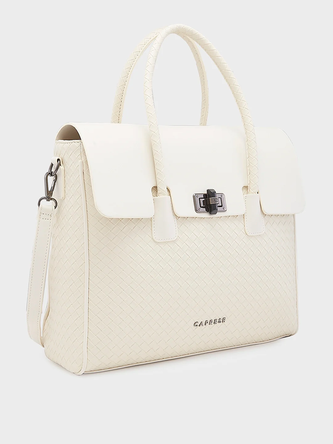 Caprese Renee Medium Beige Satchel Bag - Image 4