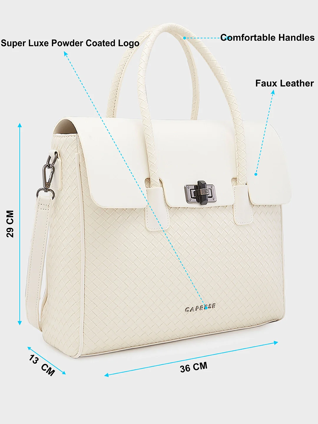 Caprese Renee Medium Beige Satchel Bag - Image 6