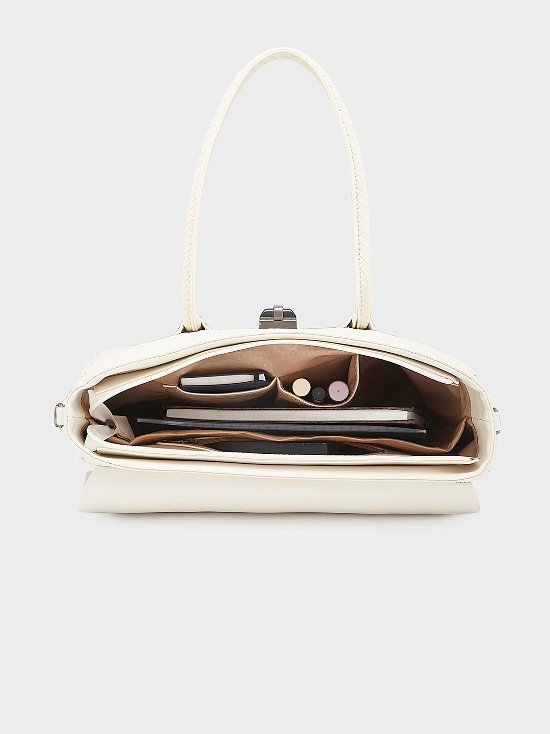 Caprese Renee Medium Beige Satchel Bag - Image 8