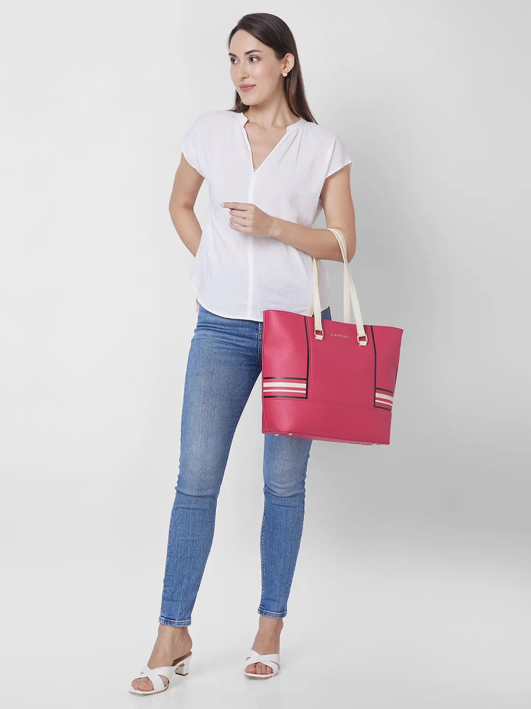 Caprese Riga Large Fuchsia Tote Bag - Image 2