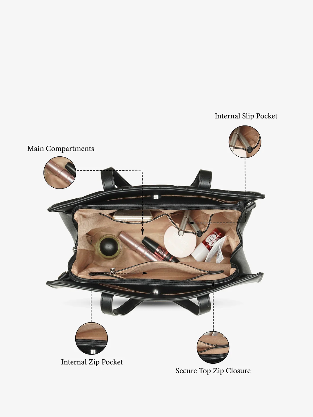 Caprese Riko Large Black Satchel Bag - Image 9