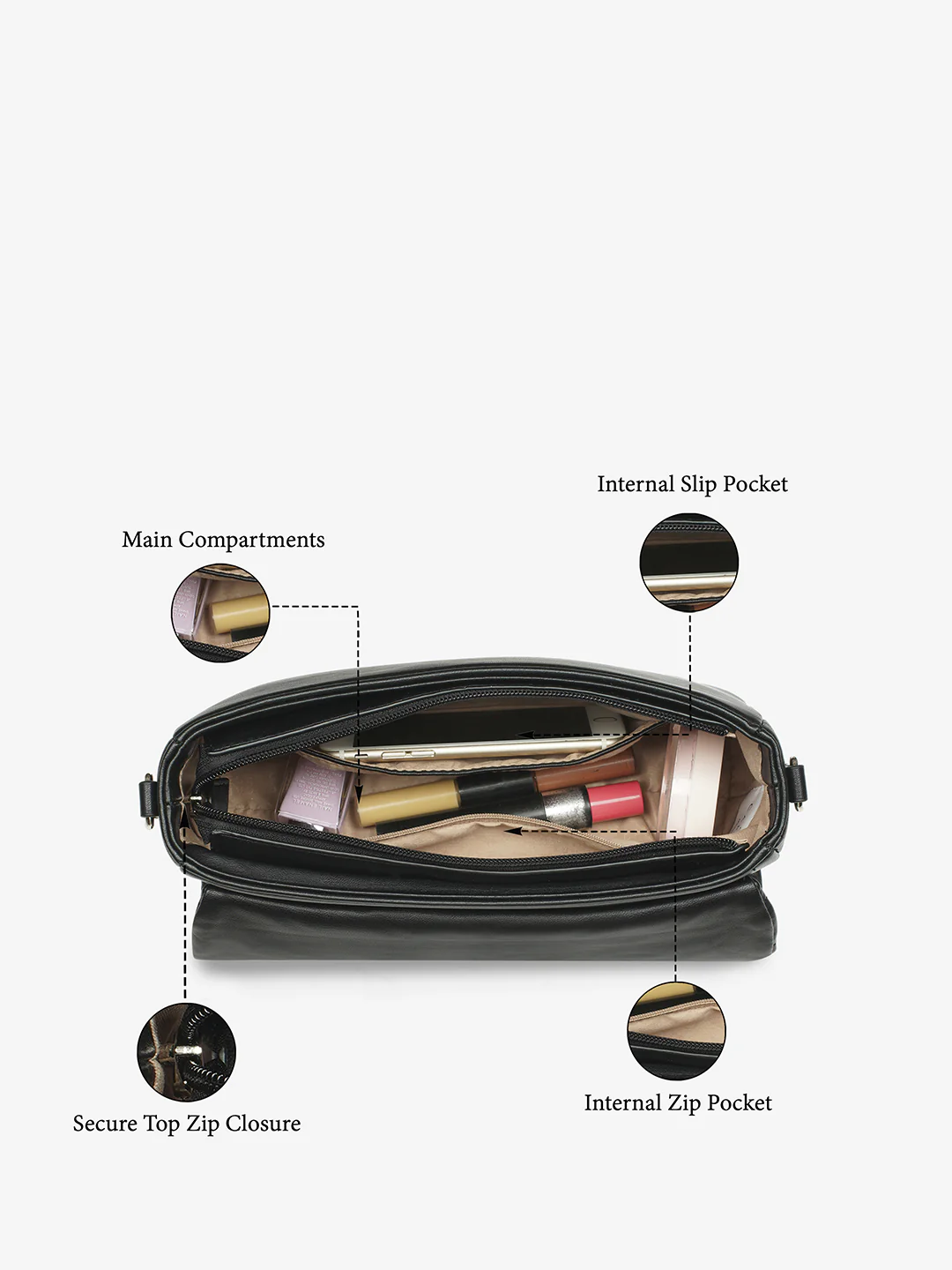 Caprese Riko Large Black Sling Bag - Image 9