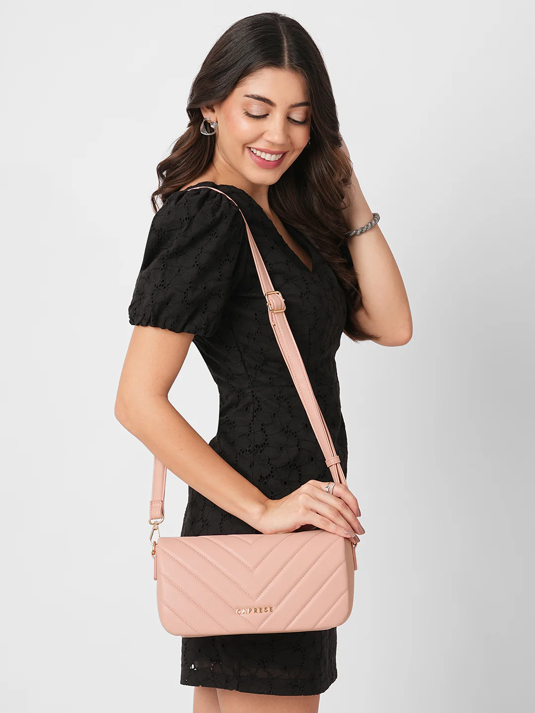 Caprese Riko Large Powder Pink Sling Bag - Image 2