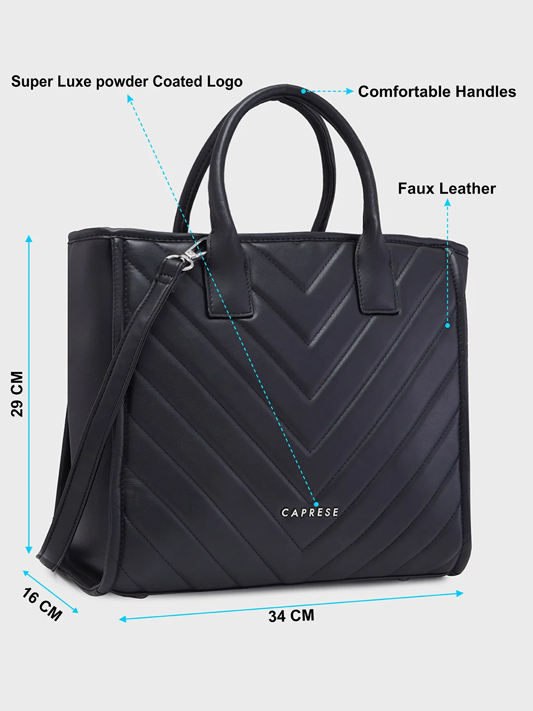 Caprese Riko Medium Black Tote Bag - Image 6