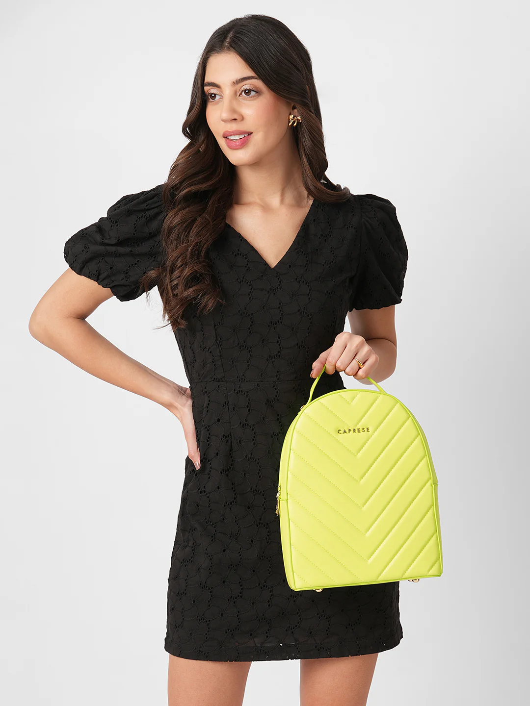 Caprese Riko Medium Yellow Backpack - Image 2
