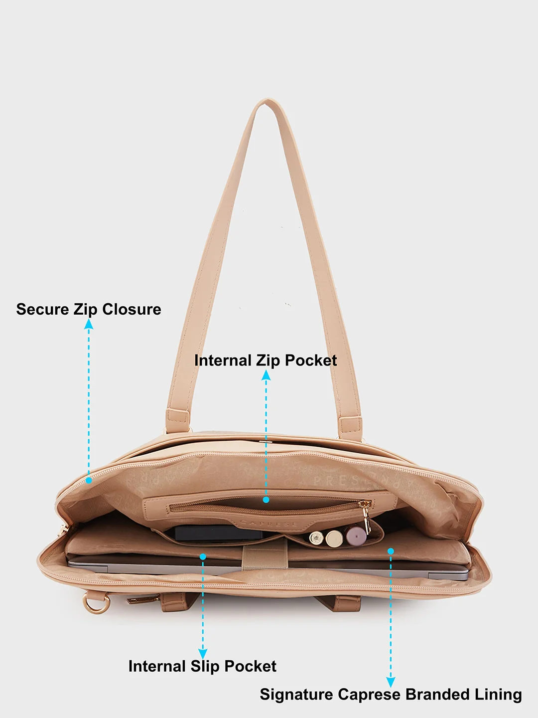 Caprese Rima Medium Brown Laptop Bag - Image 8